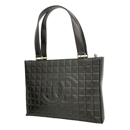 Chanel Tote Bag Choco Bar Lambskin Black Gold