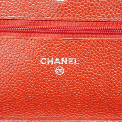 Chanel Wallet on Chain Quilted Caviar Leather Red Silver Shoulder Bag — view 5