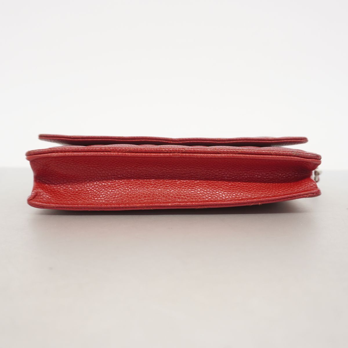 Chanel Wallet on Chain Quilted Caviar Leather Red Silver Shoulder Bag — view 3