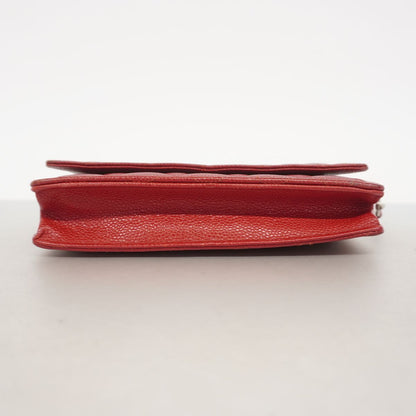 Chanel Wallet on Chain Quilted Caviar Leather Red Silver Shoulder Bag — view 3