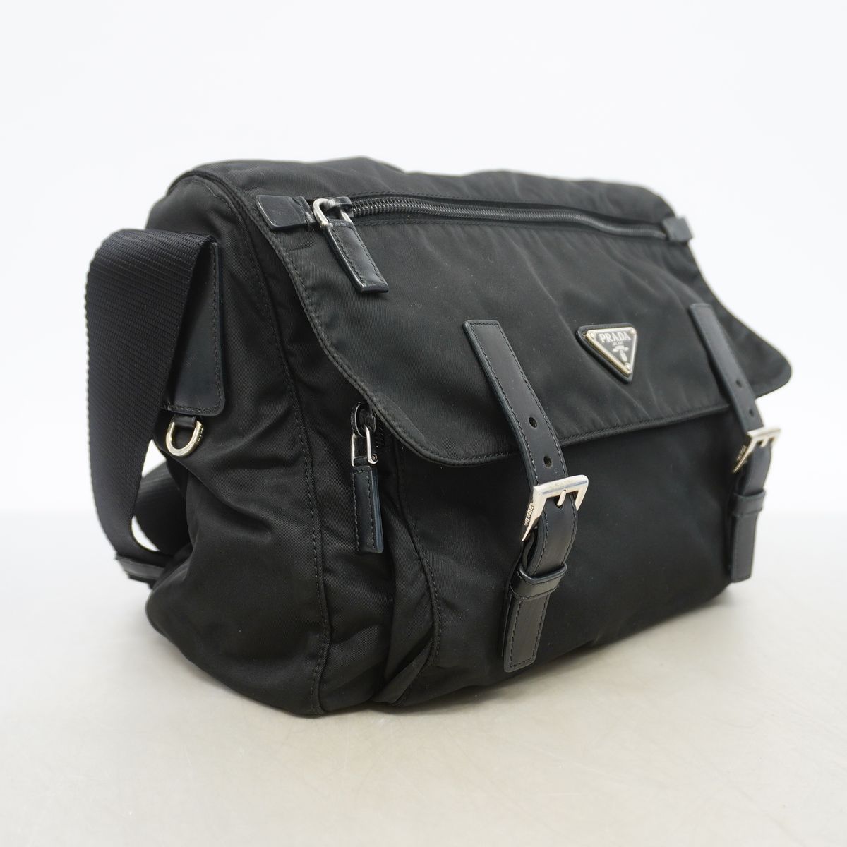 Prada Shoulder Bag Tessuto Nylon Black Silver — view 2