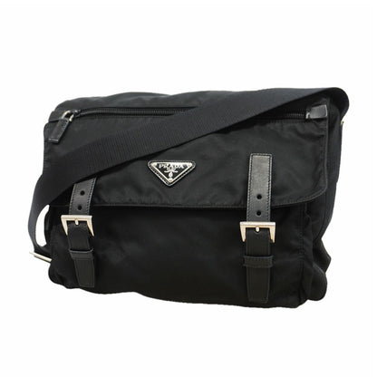 Prada Shoulder Bag Tessuto Nylon Black Silver