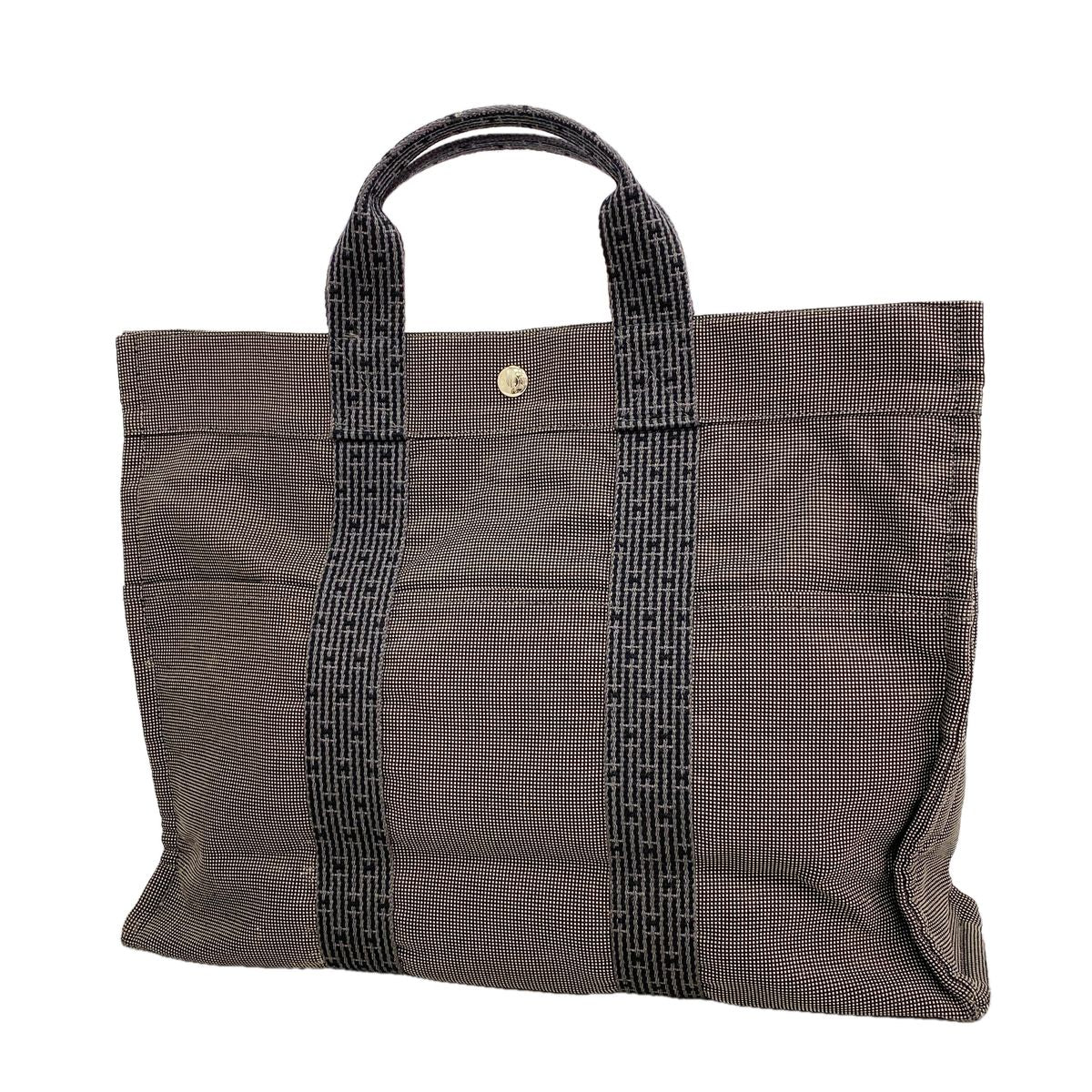 Hermes Tote Bag Her Line MM Canvas Gray Silver