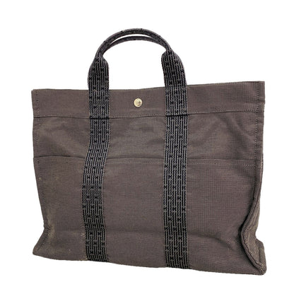 Hermes Tote Bag Her Line MM Canvas Gray Silver