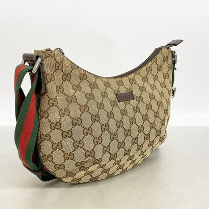 Gucci Shoulder Bag GG Canvas Sherry Line Brown Silver — view 2