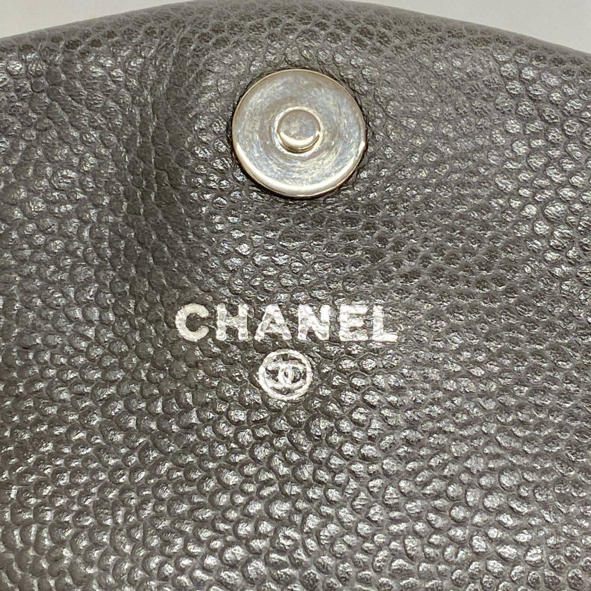 Chanel Shoulder Bag Quilted Caviar Leather Gray Silver — view 5