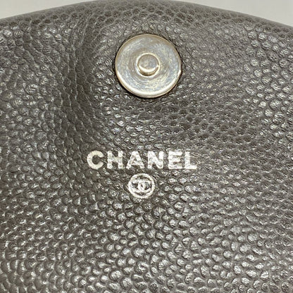 Chanel Shoulder Bag Quilted Caviar Leather Gray Silver — view 5