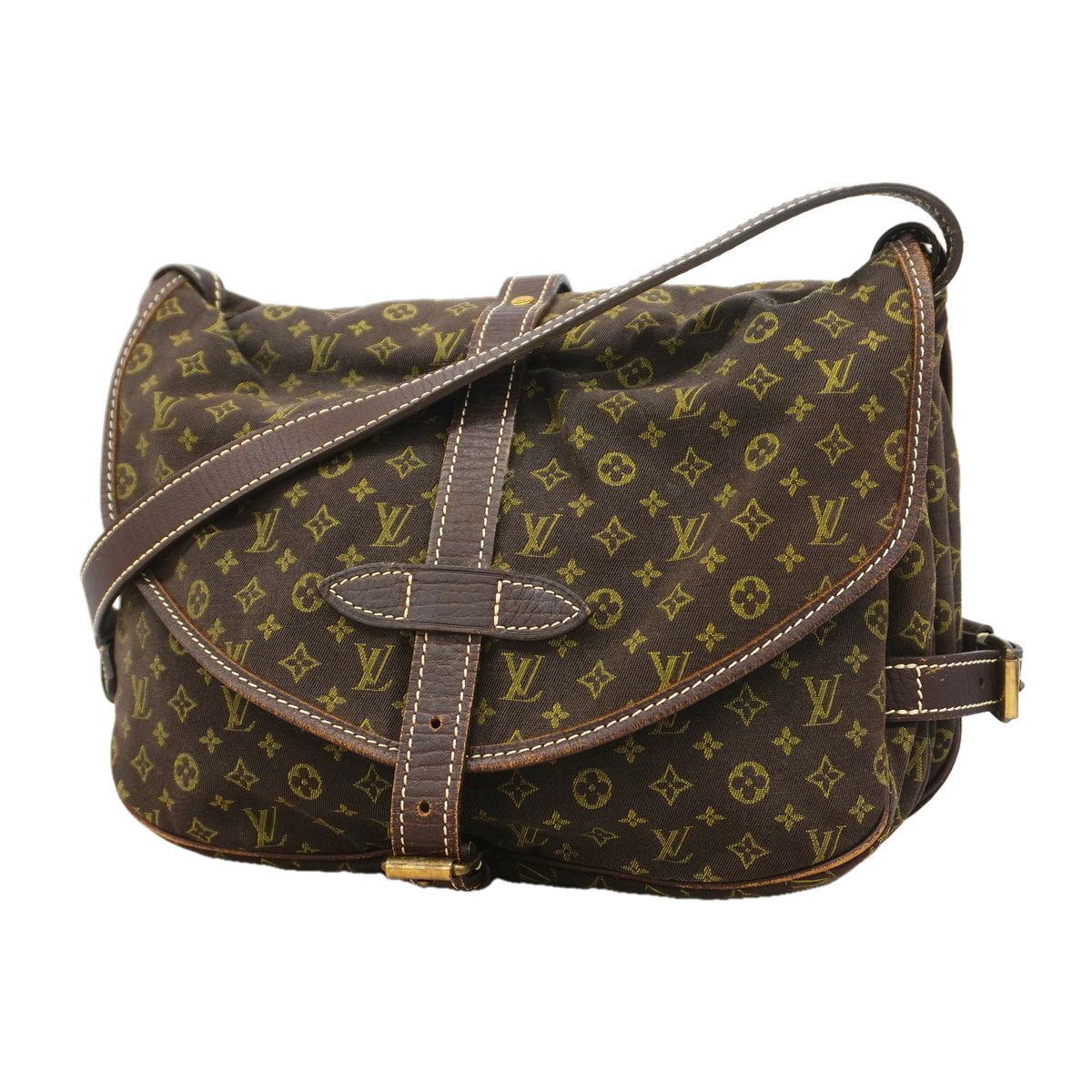 Louis Vuitton Shoulder Bag Monogram Mini Lin Saumur 30 Ebene