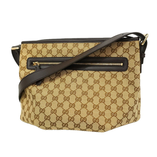Gucci Shoulder Bag GG Canvas Brown Champagne Gold
