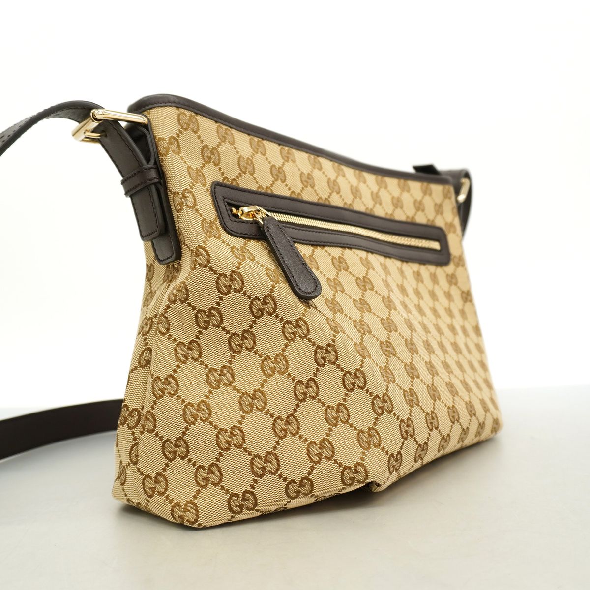 Gucci Shoulder Bag GG Canvas Brown Champagne Gold — view 2