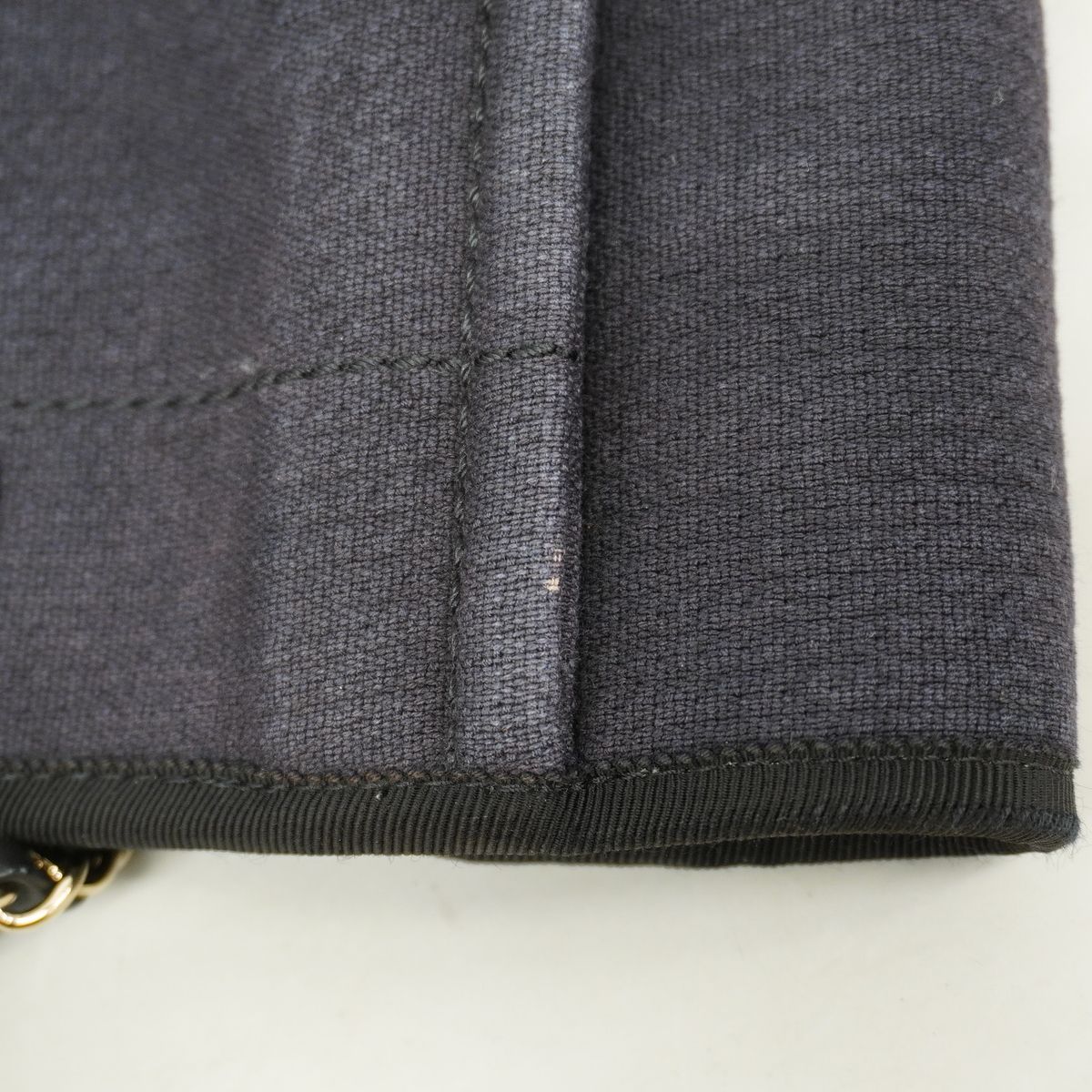 Chanel Chain Tote Bag Deauville Canvas Black Champagne Gold — view 7