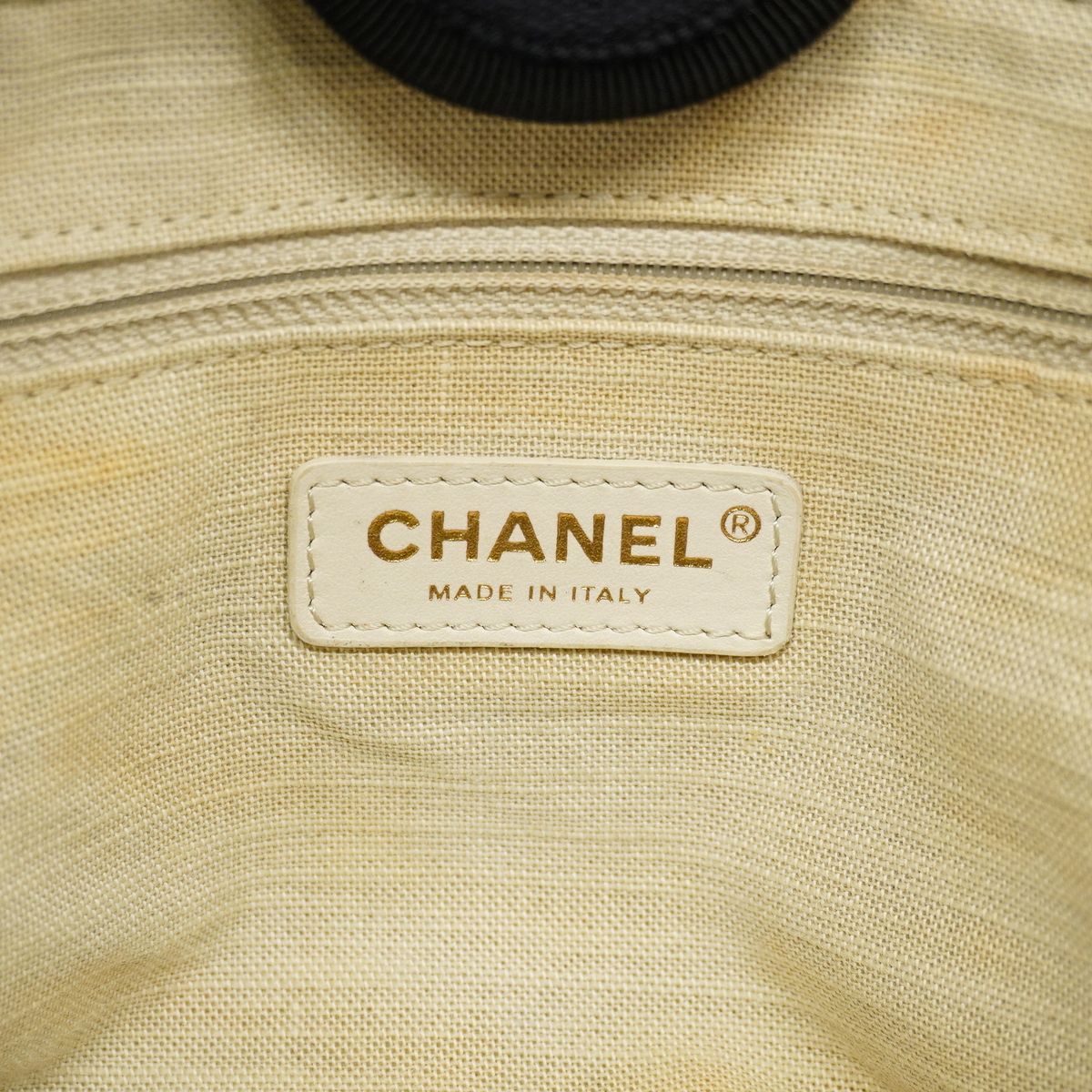 Chanel Chain Tote Bag Deauville Canvas Black Champagne Gold — view 5