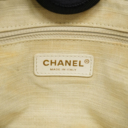 Chanel Chain Tote Bag Deauville Canvas Black Champagne Gold — view 5