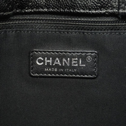 Chanel Chain Tote Bag Quilted Caviar Leather Black Silver — view 5