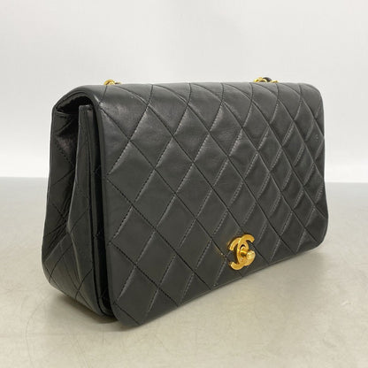 Chanel Shoulder Bag Quilted Lambskin Black Gold — view 2