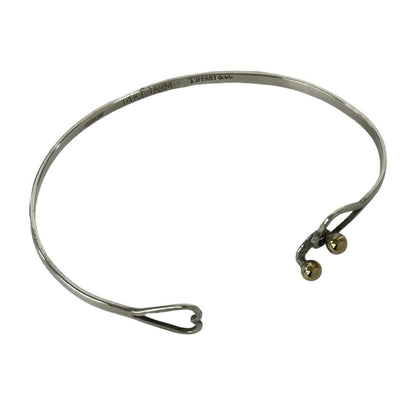 Tiffany & Co Vintage Hook Eye Double Heart Bangle Silver Bracelet — view 4