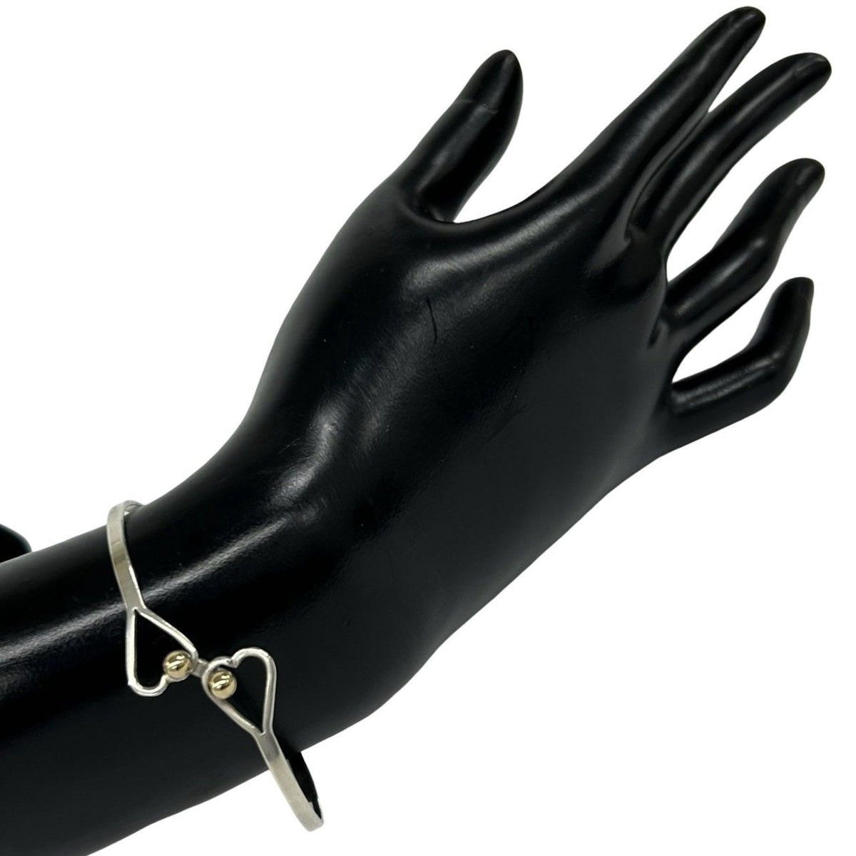 Tiffany & Co Vintage Hook Eye Double Heart Bangle Silver Bracelet — view 2