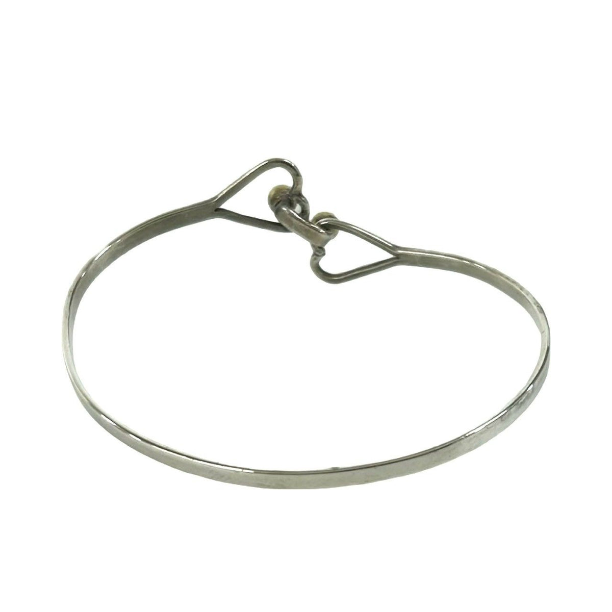 Tiffany & Co Vintage Hook Eye Double Heart Bangle Silver Bracelet — view 7