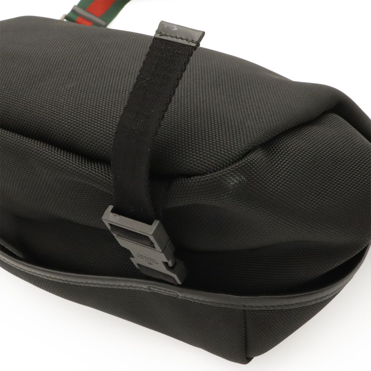 Gucci Sherry Line Belt Bag Crossbody Nylon Canvas Black Red Green — view 3