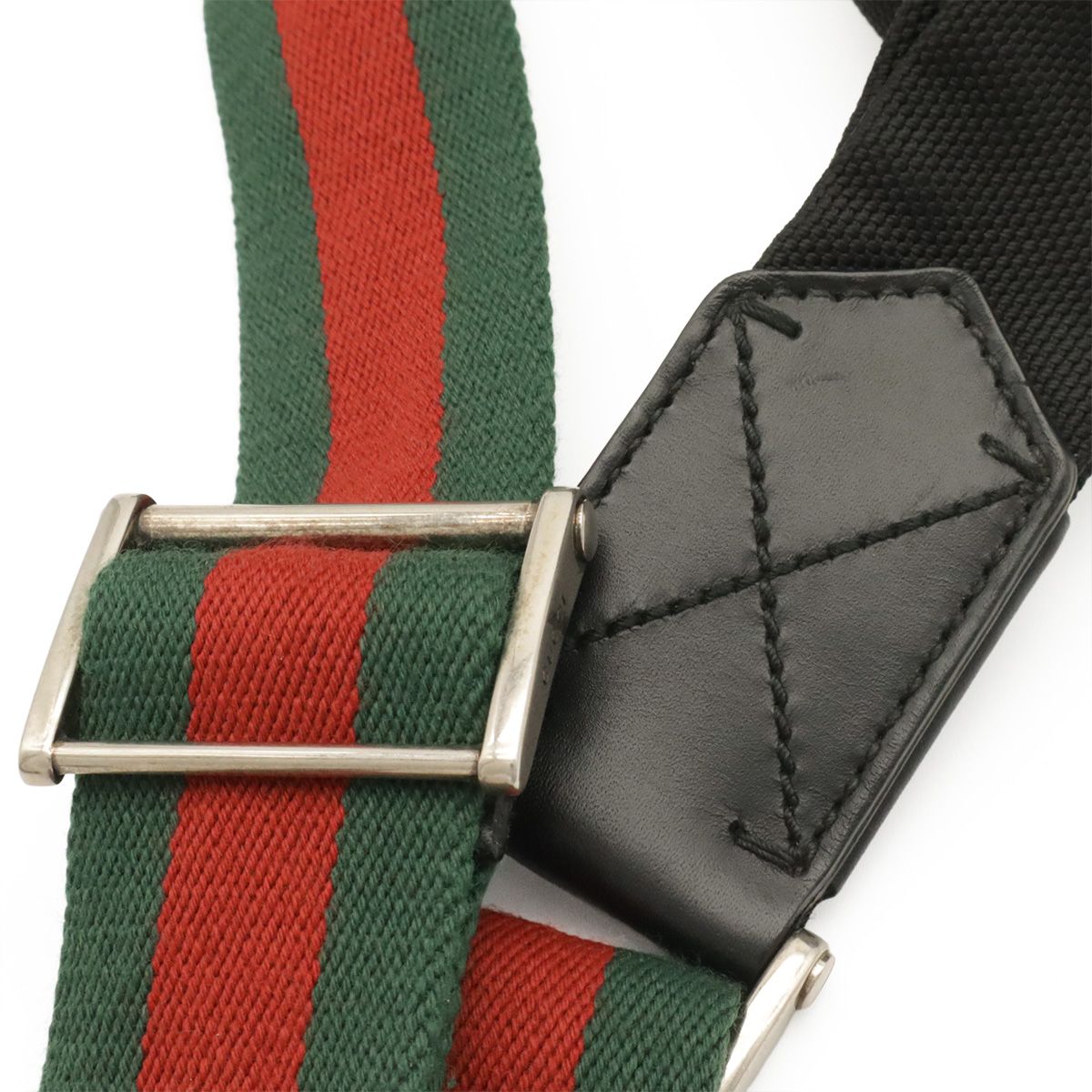 Gucci Sherry Line Belt Bag Crossbody Nylon Canvas Black Red Green — view 6