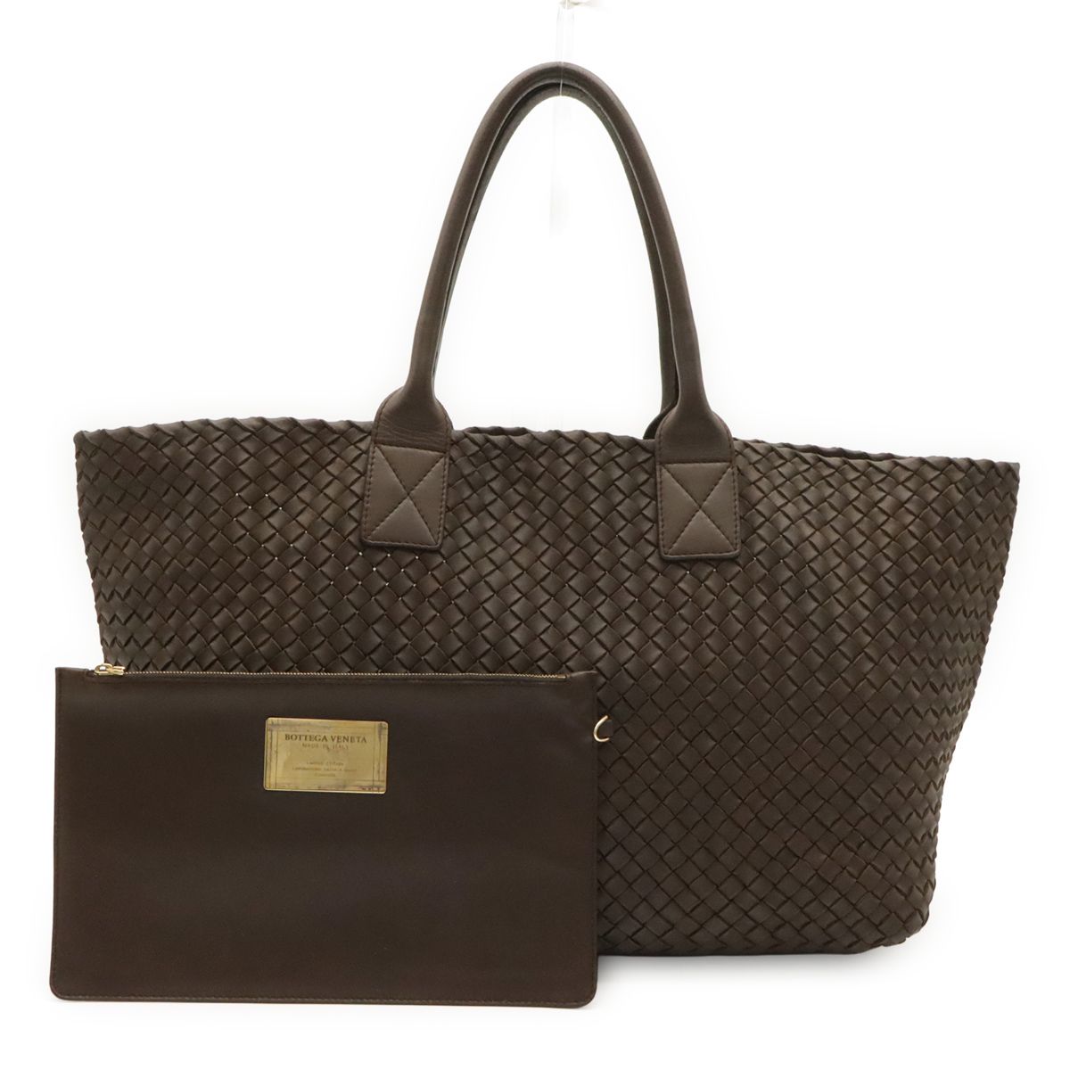 Bottega Veneta Intrechat Cabas MM Tote Leather 500 with Dark Brown Pouch Limited