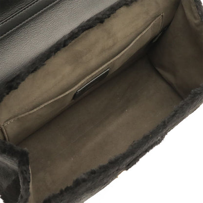 Fendi Kanaifu Logo Flap 2-Way Shoulder Bag Fur Leather Black — view 6