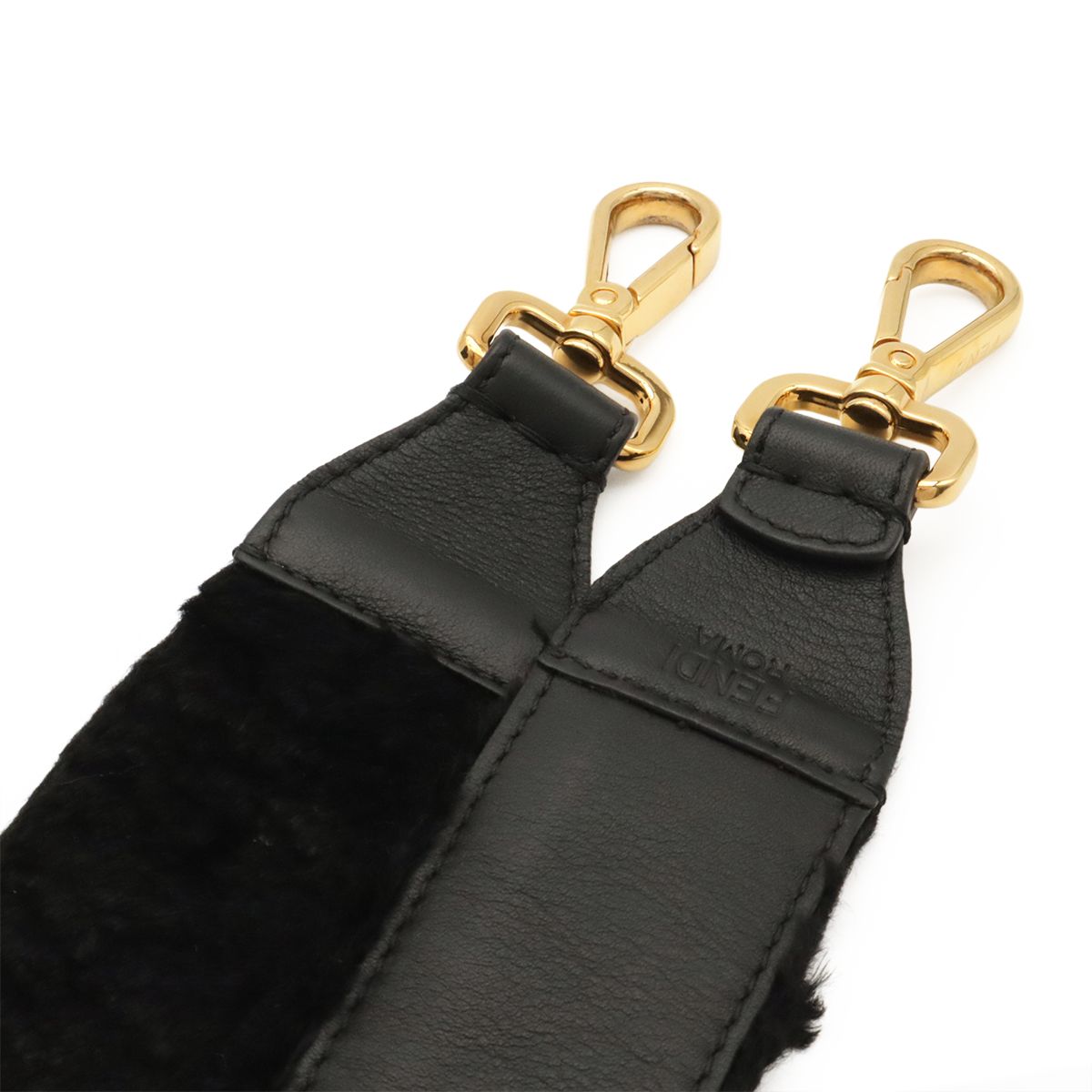 Fendi Kanaifu Logo Flap 2-Way Shoulder Bag Fur Leather Black — view 5
