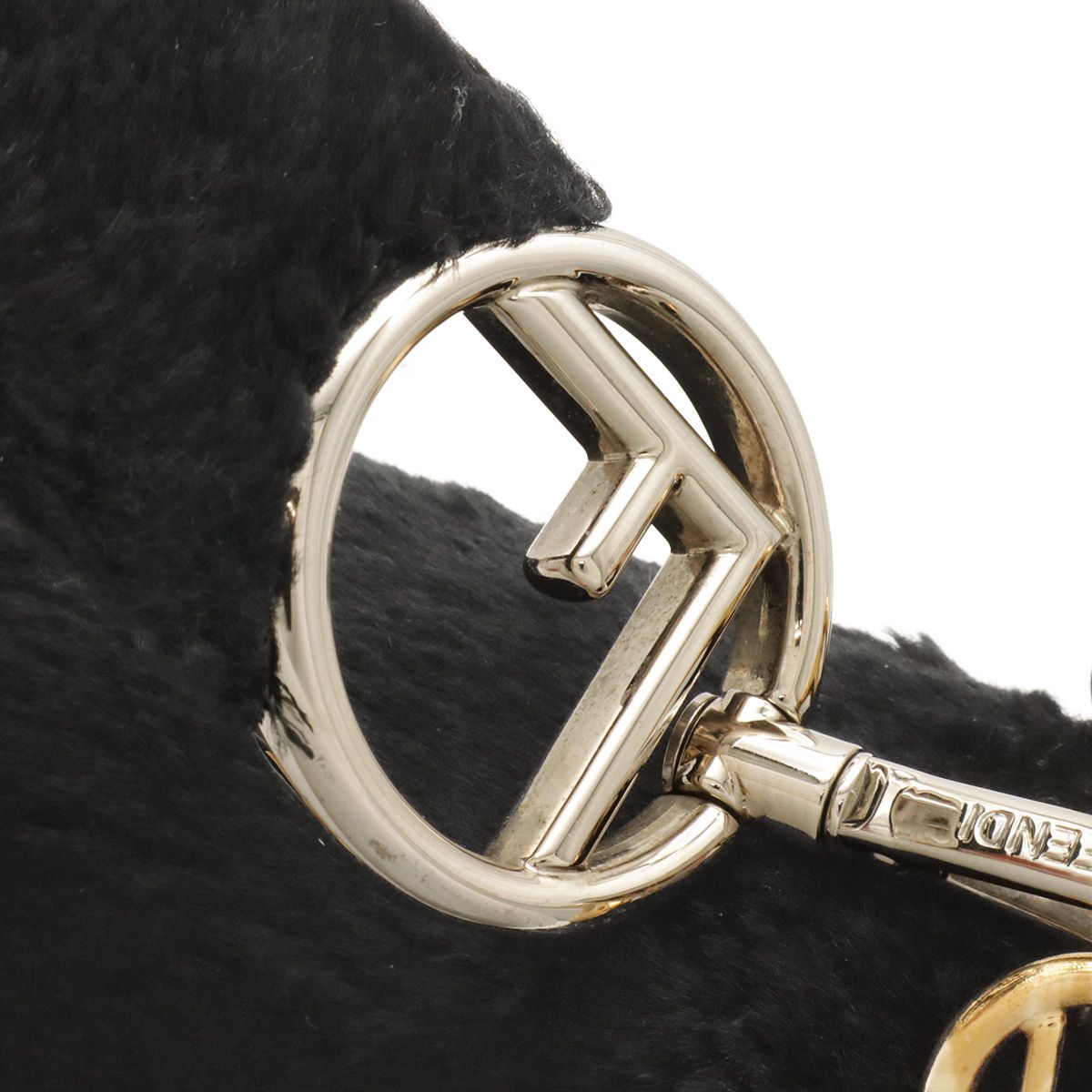 Fendi Kanaifu Logo Flap 2-Way Shoulder Bag Fur Leather Black — view 4