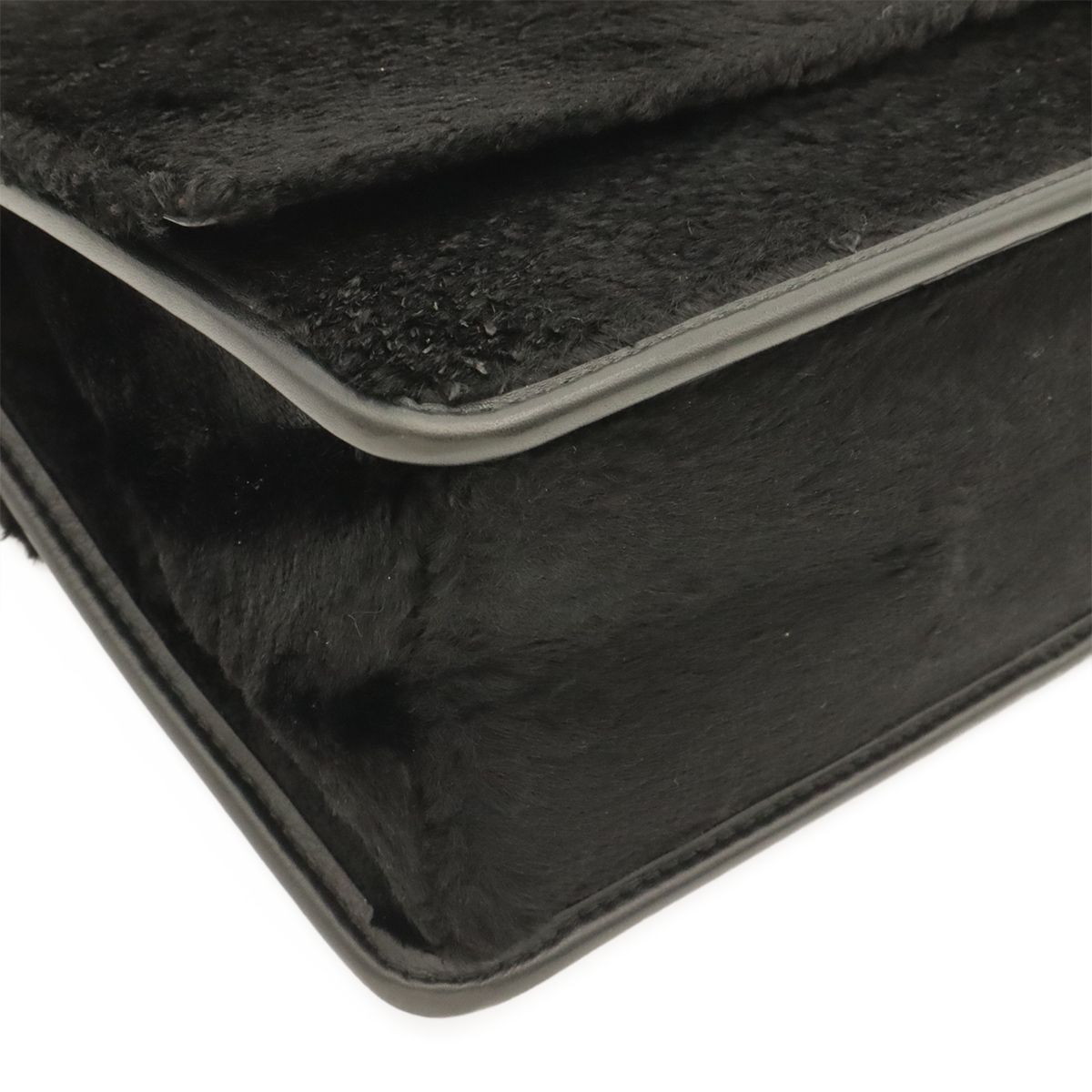 Fendi Kanaifu Logo Flap 2-Way Shoulder Bag Fur Leather Black — view 3