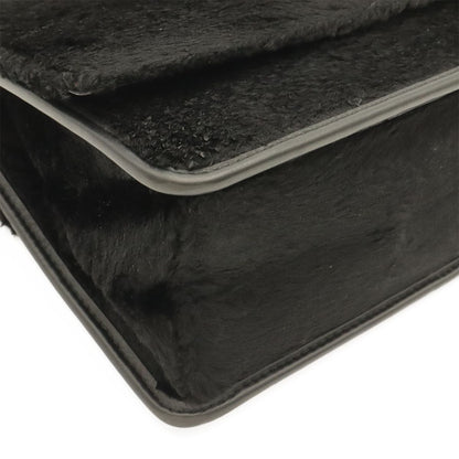Fendi Kanaifu Logo Flap 2-Way Shoulder Bag Fur Leather Black — view 3