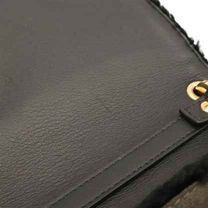 Fendi Kanaifu Logo Flap 2-Way Shoulder Bag Fur Leather Black — view 8