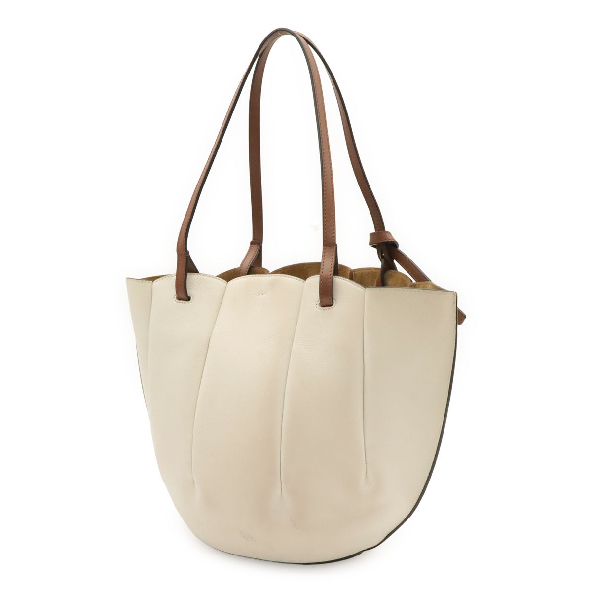 Loewe Shell Tote Small Shoulder Bag Leather Soft White Brown — view 2