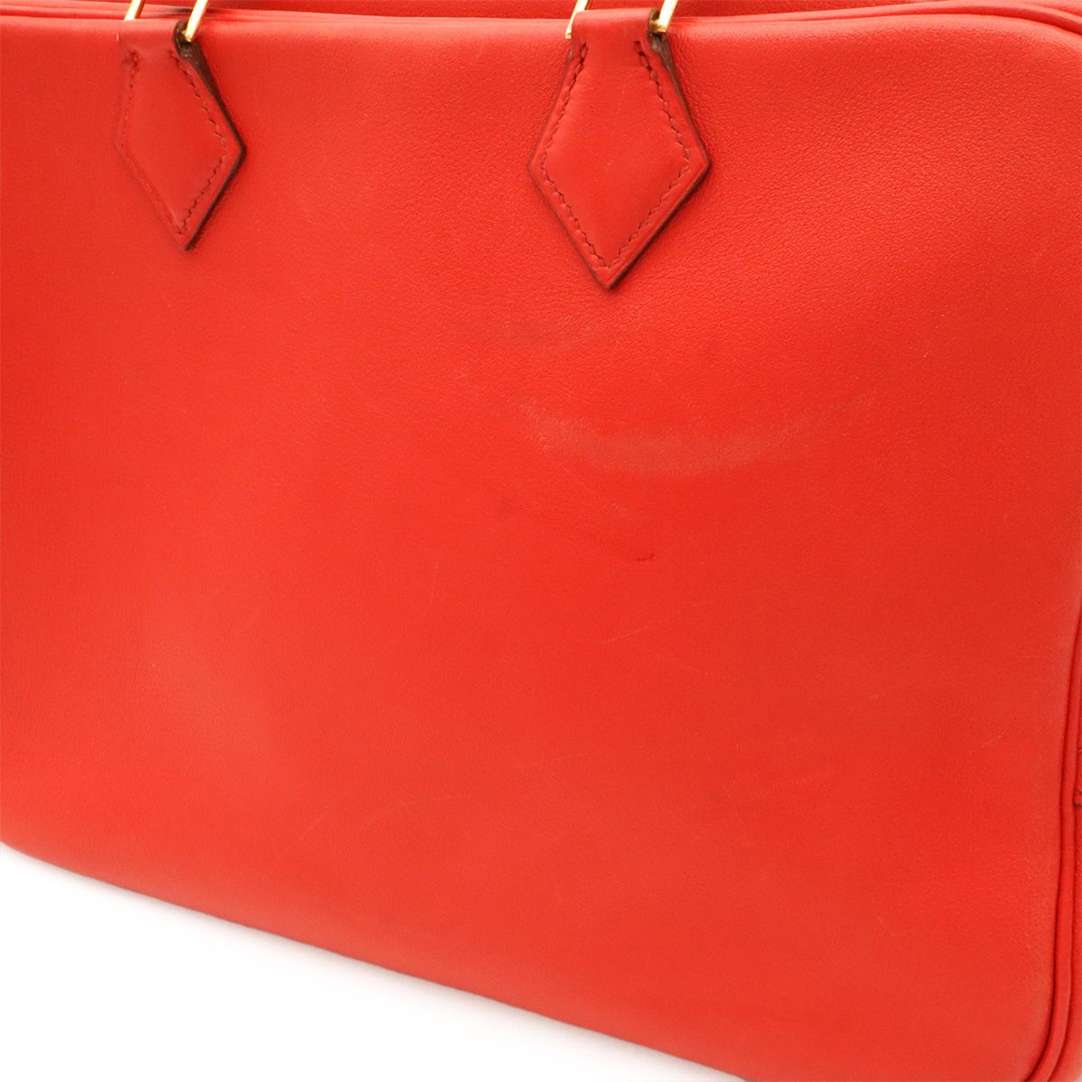 Hermes Plume 32 Tote Bag Courchevel Leather Rouge Vif Red Gold — view 4