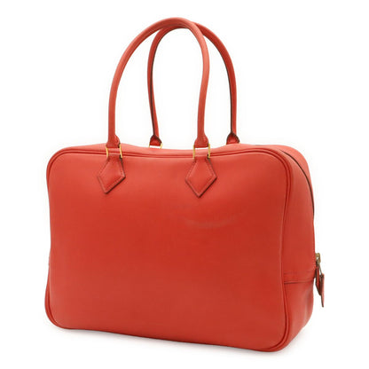 Hermes Plume 32 Tote Bag Courchevel Leather Rouge Vif Red Gold — view 2