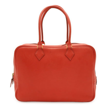 Hermes Plume 32 Tote Bag Courchevel Leather Rouge Vif Red Gold