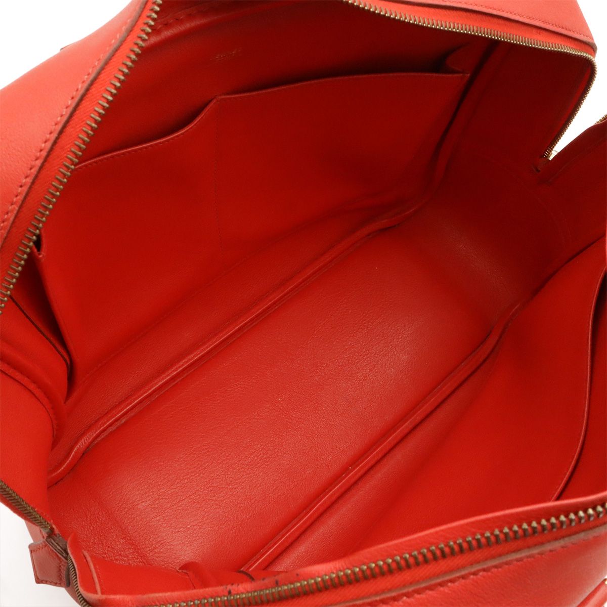 Hermes Plume 32 Tote Bag Courchevel Leather Rouge Vif Red Gold — view 7