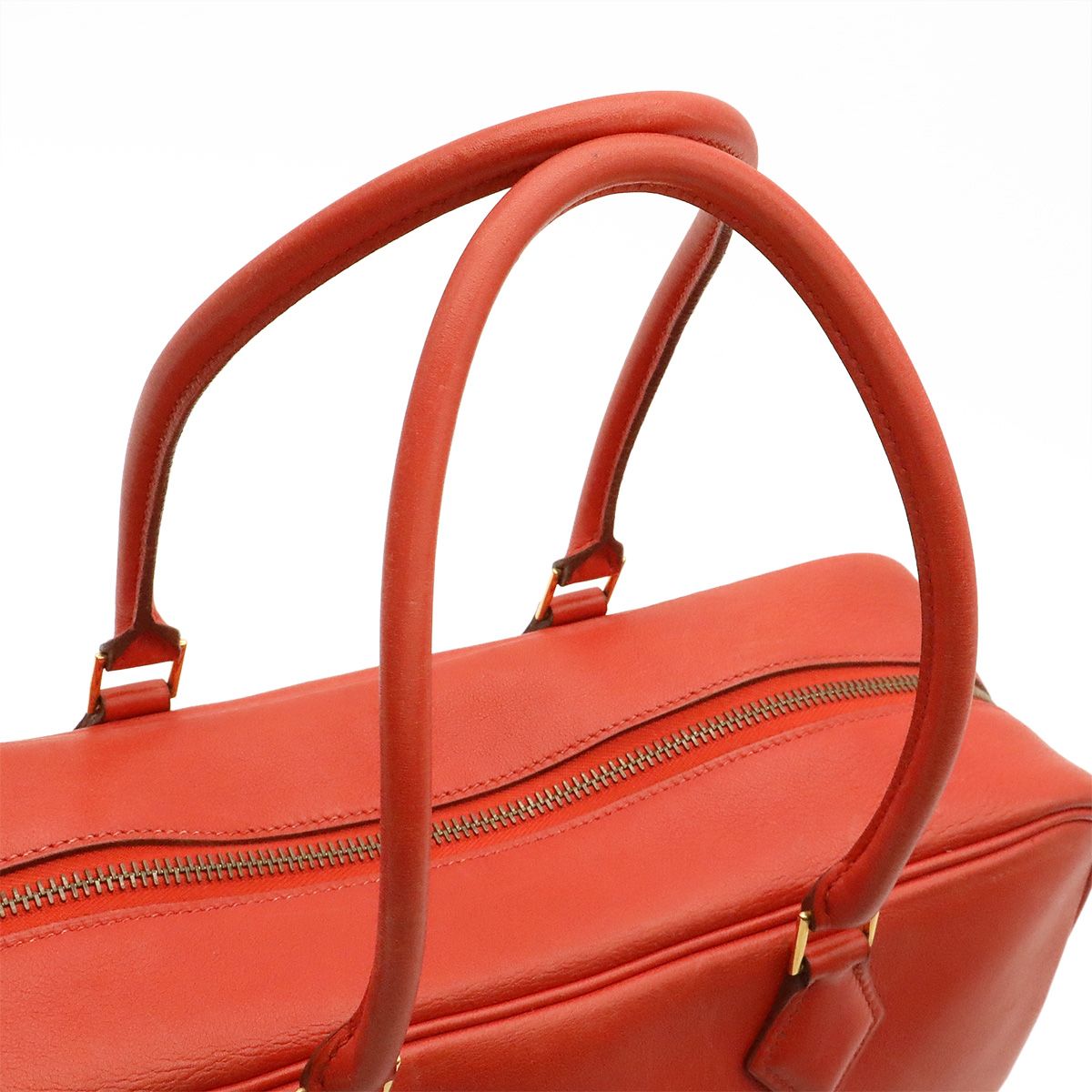 Hermes Plume 32 Tote Bag Courchevel Leather Rouge Vif Red Gold — view 5