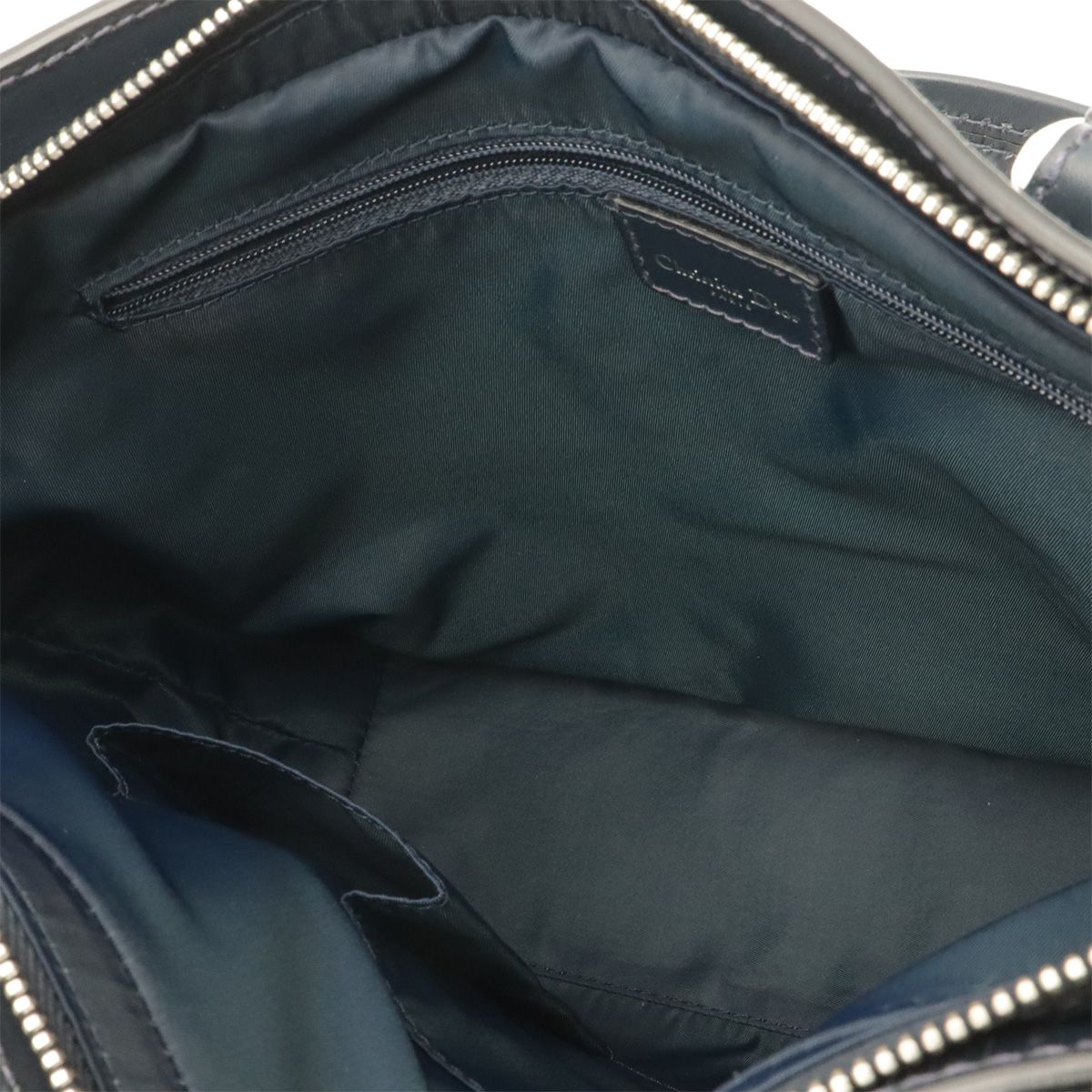 Dior Trotter Tote Bag Canvas Leather Navy Silver — view 7