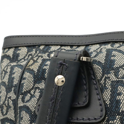 Dior Trotter Tote Bag Canvas Leather Navy Silver — view 5