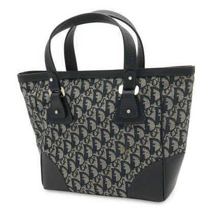 Dior Trotter Tote Bag Canvas Leather Navy Silver — view 2