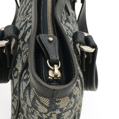 Dior Trotter Tote Bag Canvas Leather Navy Silver — view 6