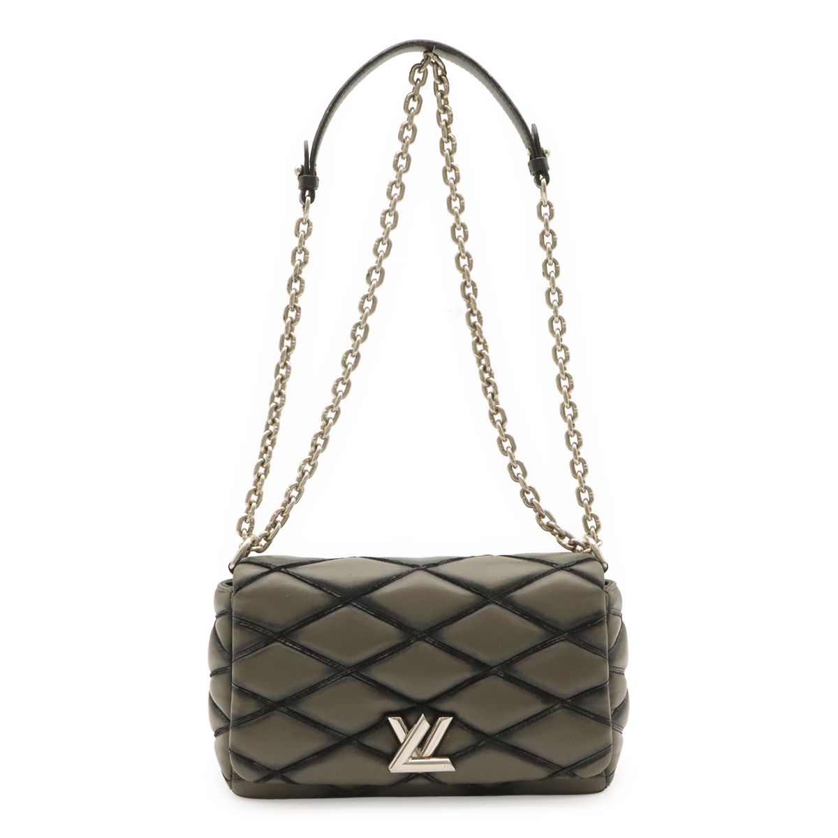 Louis Vuitton Maltage Chain Shoulder Bag Matelasse Pattern Leather Anthracite