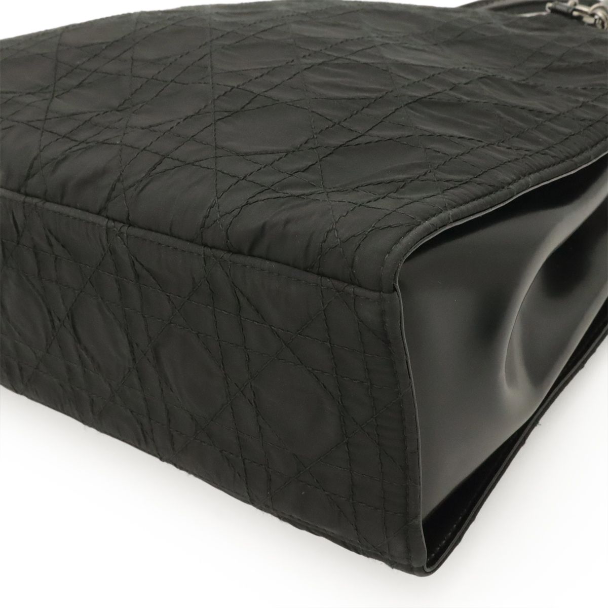 Dior Cannage Tote Bag Nylon Leather Black Silver — view 3