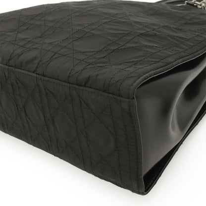 Dior Cannage Tote Bag Nylon Leather Black Silver — view 3
