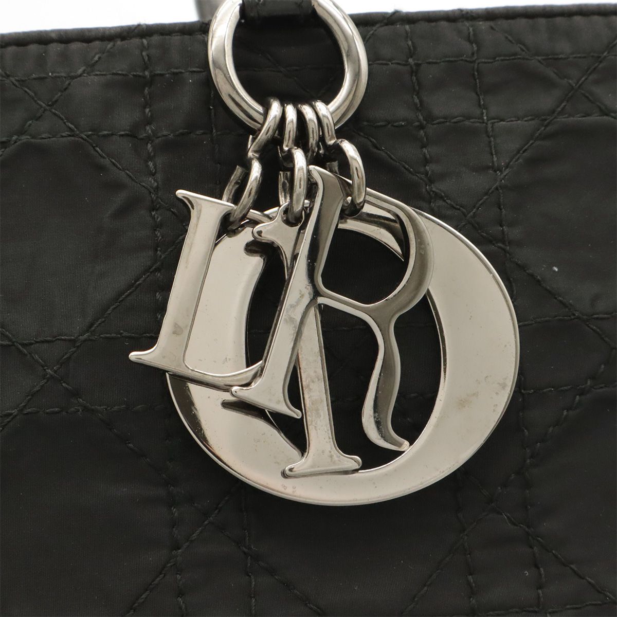 Dior Cannage Tote Bag Nylon Leather Black Silver — view 5