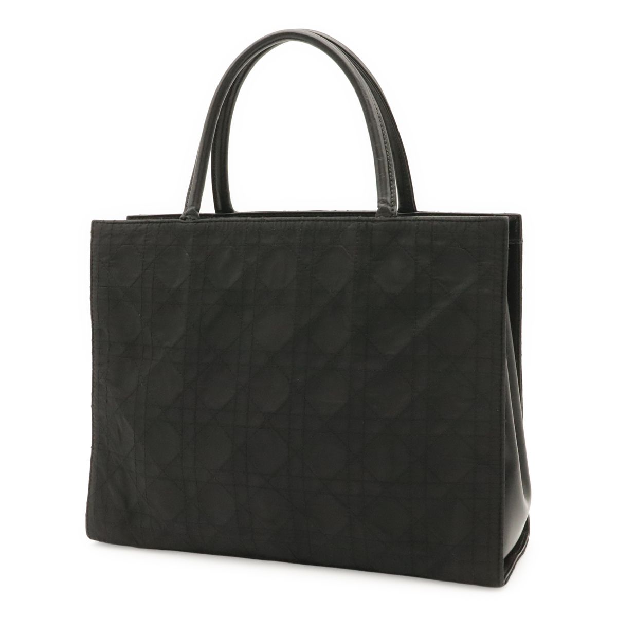Dior Cannage Tote Bag Nylon Leather Black Silver — view 2