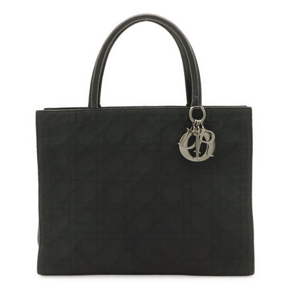 Dior Cannage Tote Bag Nylon Leather Black Silver