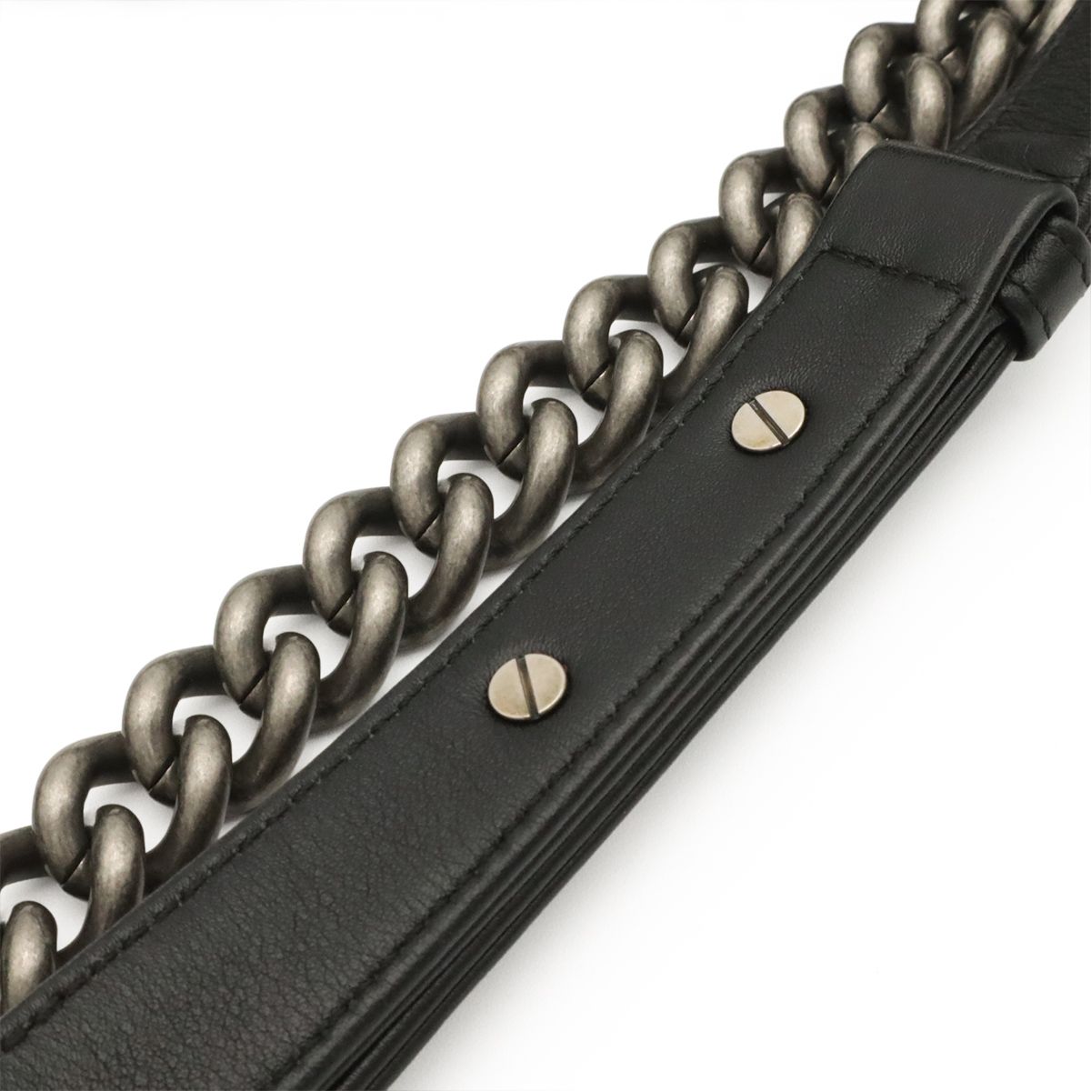 Chanel Boy Quilted CC Logo Chain Shoulder Bag Crossbody Velour Black Silver — view 5