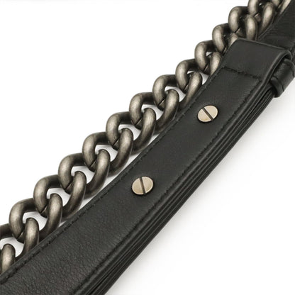 Chanel Boy Quilted CC Logo Chain Shoulder Bag Crossbody Velour Black Silver — view 5