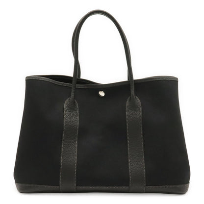 Hermes Garden Party PM Tote Shoulder Bag Toile Officier Canvas Black